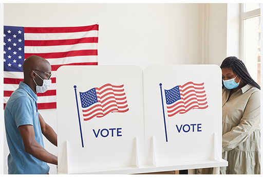 people voting in separate booths